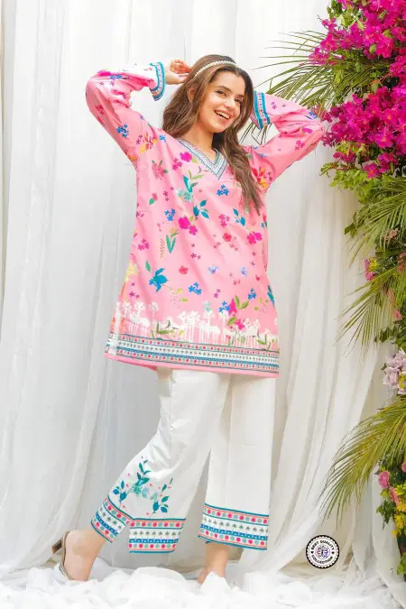 KF 503 Kalaai Rayon Slub Printed Kurti With Bottom Exporters In India
